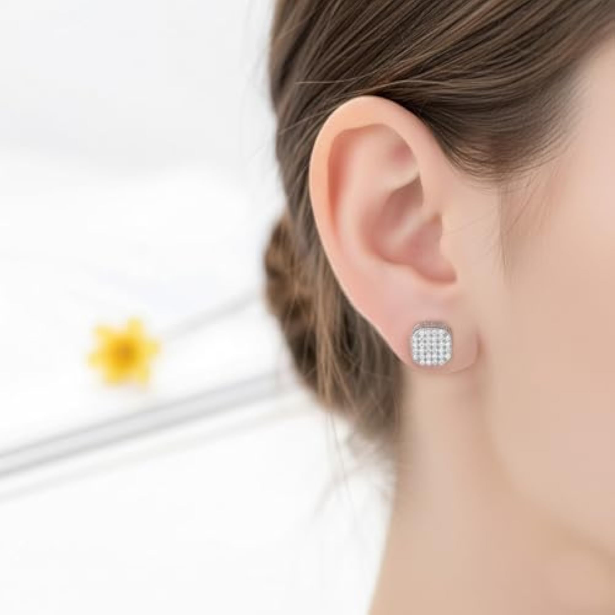 Women's Silver Plated Cubic Zirconia Studded Fancy Stud Earrings