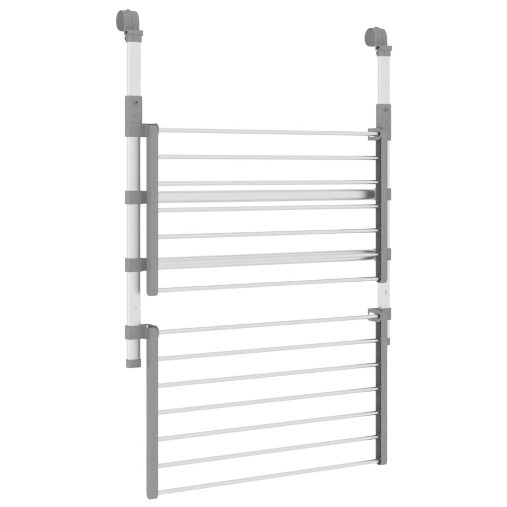 Wäschetrockner für Balkon 54x25x42 cm Aluminium, faltbar und ausziehbar, platzsparender Trockenständer für Bad, Wohnung, Keller, Camping, mit Türhaken, ideal für Kleidung Handtücher Socken