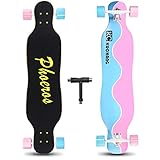 Phoeros Longboard Skateboards-41inch Complete Longboard Cruiser Skateboard for Adults Beginners Girls Boys Teens Youth Men-8 Layers Canadian Maple Longboard Cruisers for Carving