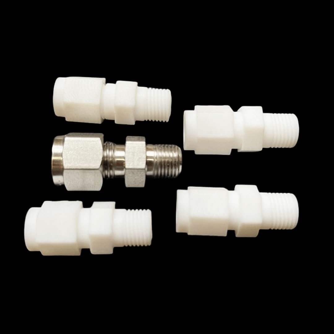 PTFE PEFT Straight Joint Connector - 1 Pcs Acid and Resistant Pipe Joint for High and Low Temperature Applications(4mm to 4mm)