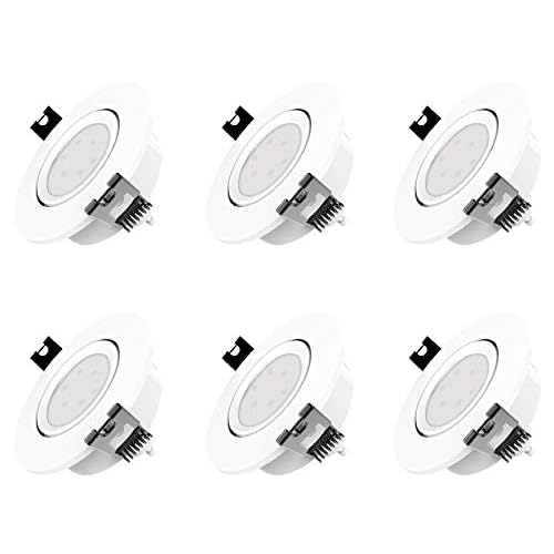 LED Einbaustrahler Dimmbar und Schwenkbar IP20 Ultra flach inkl. 6 x 5W GU10 Leuchtmittel austauschbar Farbe Weiss 230 Volt 420lm Warmweiss Einbauleuchten LED Spots