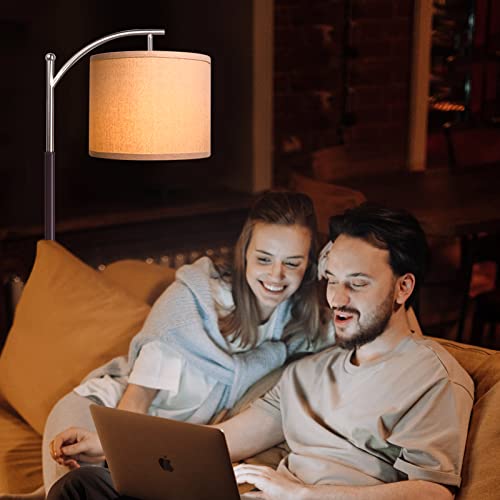 Rottogoon Floor Lamp For Living Room, 4 Color Temperature Led Floor Lamp With Remote Control & Foot Switch, Led Bulb Included, Modern Standing Lamp For Bedroom, Study Room, Office - Silver & Brown #TOP6