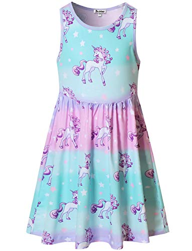 Rainbow Unicorn Dresses Little Girls 6 7 Kid Summer Swing Hawaiian Beach Clothes #TOP29