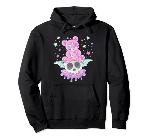 Pastel Goth Creepy Bear Skull Kawaii Estética Hombres Mujeres Sudadera con Capucha