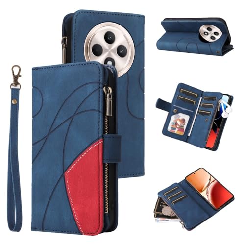Portefeuille Oppo Reno 15 bleu étui cuir à clapet magnétique amovible