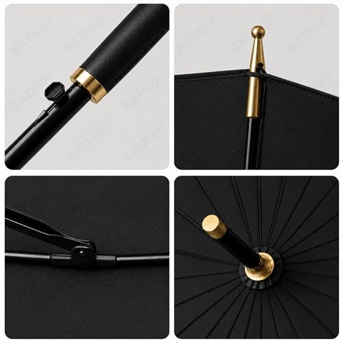 Image of Extra Large 24 Ribs Golf Umbrella - Automatic Open Long Handle, Heavy Duty Windproof Double Canopy, Waterproof & UV Protection Stick Umbrella for Men & Women 1pc