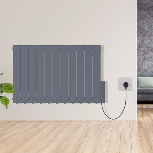 Warmehaus 2000W Electric Oil Filled Radiator 24/7 Day Timer and Thermostat Wall Mounted/Freestanding, Plug in Electric Heater Smart WiFi Low Energy Portable with Child Lock Anthracite