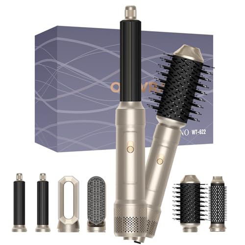 Image of 6 in ONE Blow Dryer Brush,Air Curling Iron Round Brush Blow Dryer 800W,Ionic Hair Dryer Brush for Women, Hot Air Brush Hair Styling Tools 100-120V