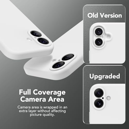 Image of Magnetic for iPhone 16 Case, Compatible with MagSafe, [Screen Protector + Full Camera Protection], Silicone Shockproof Anti-Scratch Protective Phone Case for iPhone 16 6.1 inch, White