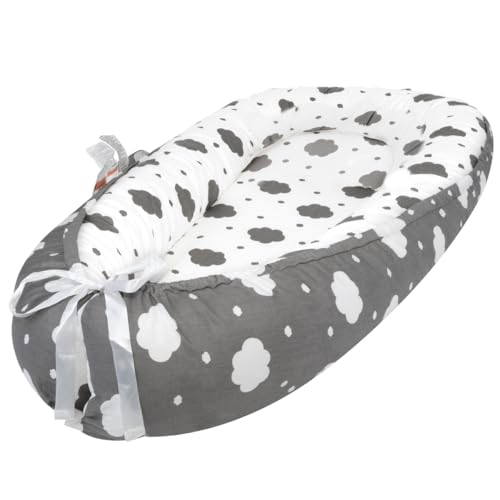 Image of Baby Lounger for Newborn, Baby Lounger for 0-24 Months Babies, 100% Cotton Soft Breathable Baby Lounger Cover, Portable Baby Infant Lounger Babies Essentials Gifts