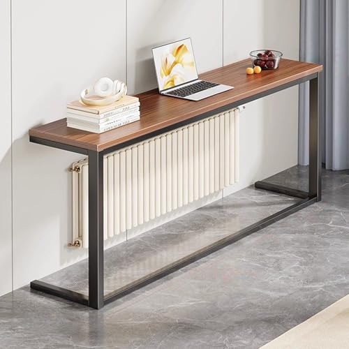 Estante Cubreradiador,Cubre Radiadores,Mesa Auxiliar de Madera y Metal,Cubierta Radiador para Radiador y Detrás de Sofá Cama,para Salón,Recibidor,Pasillo,Espacios Pequeños(Nero,140x20cm/55.1x7.8in)