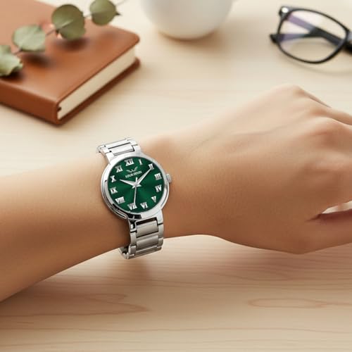 Image of LOUIS DEVIN Stainless Steel Chain Analog Wrist Watch for Women (White /Green /Blue /Black Dial) | LD-ZL199