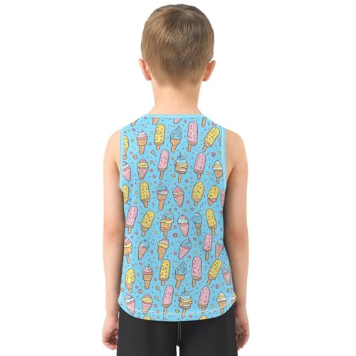 Boys Tank Top Shirts Colorful Popsicle Ice Cream Cartoon Sleeveless T-Shirts Crew Neck for Kids Clothing Children3