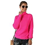 Suéter de punto para mujer, cuello alto, talla grande, verde, moda, manga larga, suéteres delgados, jersey para mujer, jersey para mujer-ROSADO_SG
