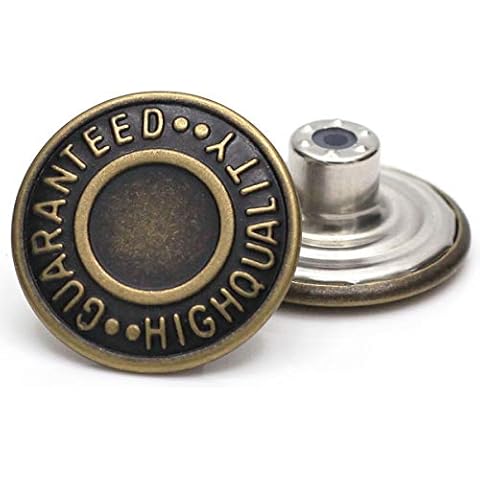 20mm GHQ Replacement Jean Tack Buttons No Sew Metal Buttons for Denims, Jeans, Jackets,12 Sets (Bronze) Cover