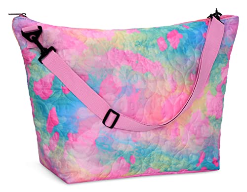 Iscream 23.5" X 16" Weekender Travel Tote Bag With Quilted Smile Nylon Exterior And Adjustable Strap - Happy Tie Dye #TOP2