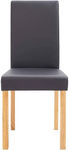 Miniatura 5 de Dining Chair Set of 4 Gray Faux Leather and Wood Chairs with Ergonomic Design for Kitchen Dining Room and Restaurant Use