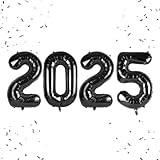 Happy New Year Balloon, 16inch New Year Letter Balloons NYE Decorations 2025, New Years Eve Party Supplies 2025 Set (Black)
