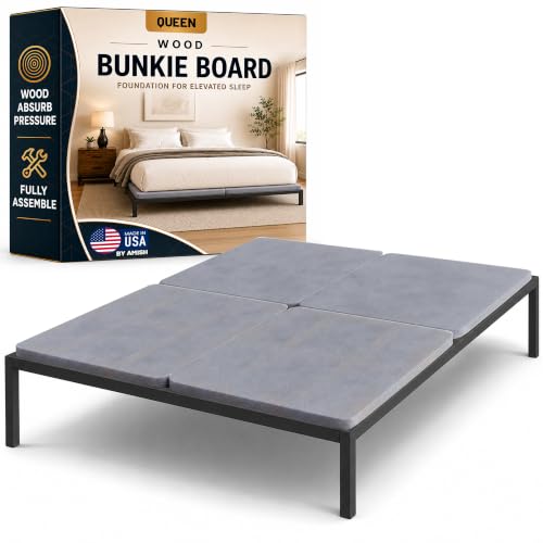 Treaton, 1.5" Split Wood Bunkie Board Queen Size Bed, Under Mattress Support, Fully Assembled, Fabric Ventilation Cover-Replaces Wooden Slats or Box Spring for Bed Frames(New Version)