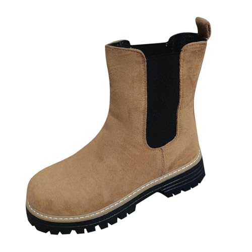 Bottes courtes en daim pour femme au style britannique et talon épais