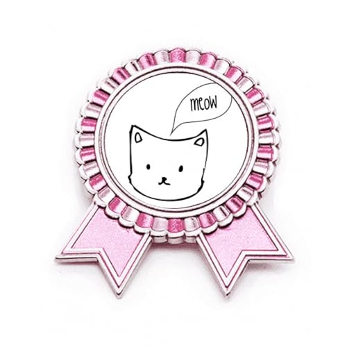 Broche tête de chat rose en métal pour personnaliser un vêtement trop simple