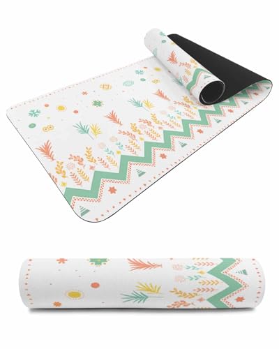 Debedcor Heat Proof Table Pads Waterproof Decorative, Boho Botanical Leaves Non-Slip Table Countertop Protector, Abstract Tribe Flowers Insulation Mat for Dining Room, 48 x 12 Inches