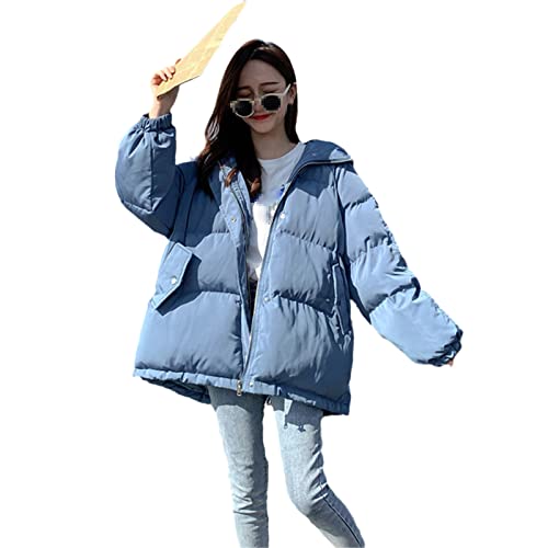 OLSKFUH Giacca Imbottita in Piuma D'Oca da Donna, Giacca Corta da Pane, Giacca Larga E Spessa in Cotone per Studenti Harajuku,11-Medium