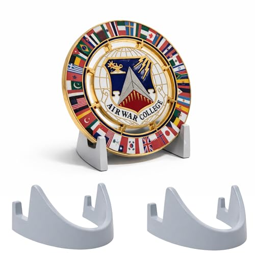 Image of Military Challenge Coin Display Stand - Solid Metal with Anodized Finish - US Vet. Business (Two Pack Angelic White)
