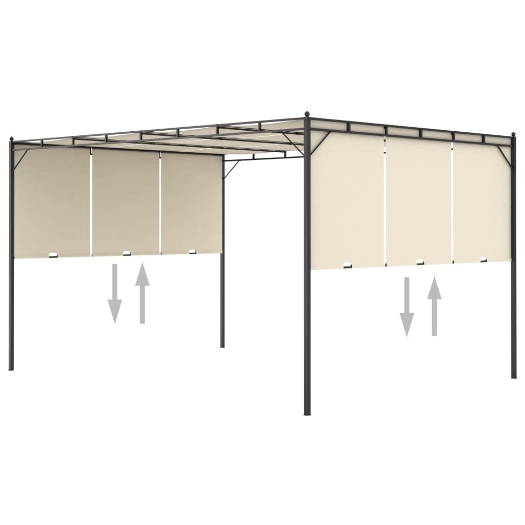Pawilon ogrodowy z kurtyną boczną, 4 x 3 x 2,25 m, kremowy