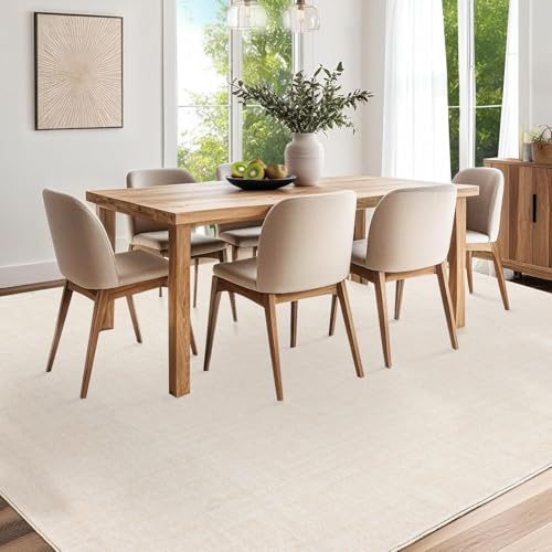 MilleLoom Washable Cream Area Rug 8x10 Large Soft Neutral Rugs for Living Room Bedroom, Stain-Resistant Low Pile Cozy Faux Wool Carpet Perfect for Pet & Kids Non Slip Floor Rug Ivory (Brightens Room) by MilleLoom - Image 6