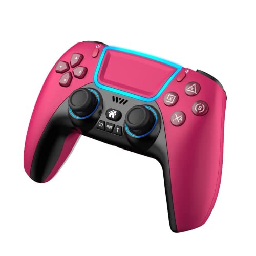 Abhpjuy Manette de PS5 sans fil double sensation 6 axes double vibration joystick sept couleurs RVB version tactile pour PS5 PS4 console PC ordinateur portable (fuchsia) Cover