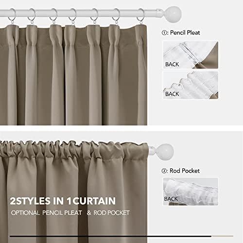 Deconovo Home Decoration Window Treatment Kids Curtains Thermal Insulated Blackout Curtains Pencil Pleat Curtains for Boys Bedroom Taupe W55 x L82 Inch 2 Panels