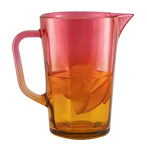 TREND FOR HOME Brocca Acqua Vetro 1 Litro Caraffa Acqua Vetro con Manico Maneggevole per Bevande Limonate Latte Caraffa in Vetro Vaso di Fiori 19 cm Vetro Colorati, Gigi Magical Sunrise