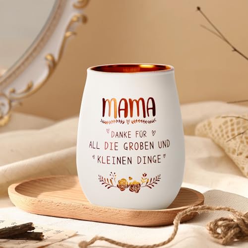Surhik Muttertagsgeschenk für Mama, Windlicht mit Blumenmuster, Muttertagsgeschenke für Mama Oma Frauen,Personalisiert Geschenk Muttertag zum Geburtstag Weihnachten