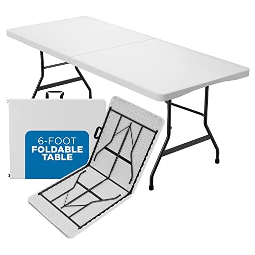 Sorfey Folding Plastic Table 6-Foot Indoor & Outdoor for Picnic, BBQ, Party