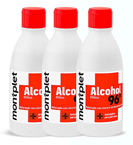 Montplet álcool etílico, 96 graus, 250 ml. (3 unidades)