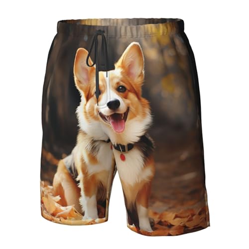 Corgi Dog Men's Casual Shorts Drawstring Summer Beach Shorts Quick Dry Bathing Suits Hawaii Swim Trunks4