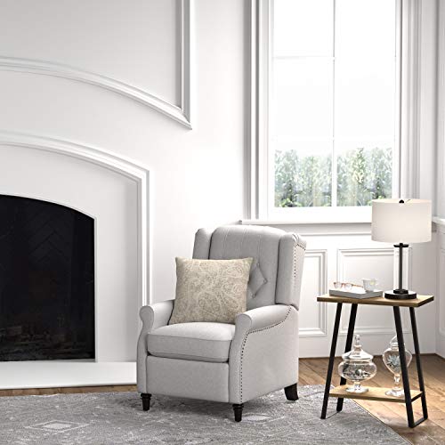 Amazon Brand – Ravenna Home Pritchard Classic Recliner With Nailhead Trim (29.1"W) - Light Gray #TOP1