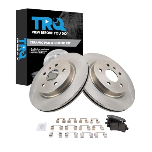 Image of TRQ Rear Brake Pad & Rotor Kit Ceramic | For 10-11 9-5 14-20 Impala 10-16 LaCrosse 13-15 Malibu 16 Malibu Limited 11-17 Regal 13-19 XTS