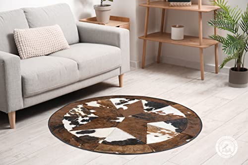 Genuine Round Cowhide Rug Rodeo Star Patchwork 40" Area Rug #TOP1