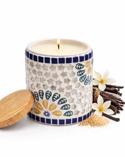 Image of Vanilla Scented Candle | Glass Jar | Flame of Warmth | 100% Soy Wax | No Paraffin | Eco Wick | 200g | 40Hr Burn | Comforting Sacred Home Fragrance| Spa, Meditation and Gift for All Occasion