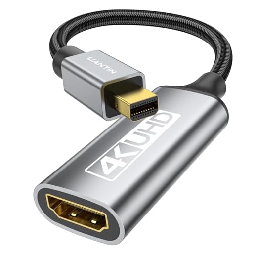 UANTIN Mini DisplayPort to HDMI Adapter | 4K High-Speed Thunderbolt 2 (DP) Male to HDMI Female Braided Converter, Mini Display Port Compatible for MacBook Air/Pro, Mac mini, Surface Pro/Dock