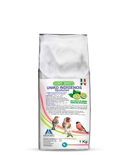 UNIKO INDIGENOS riproduzione, alimento completo per Cardellini e Indigeni, 1kg, con Uova, Cereali, Proteine, Probiotici, Prebiotici, Silimarina