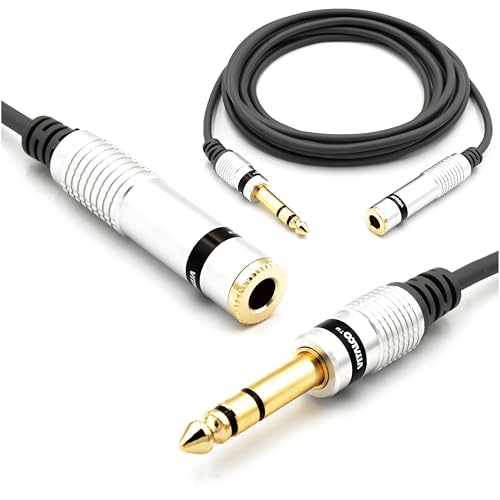 VITALCO Cable de audio TRS de 6,3 mm, 1,5 m, conector estéreo de 6,3 mm a hembra de 6,35 mm, macho a hembra, cable de extensión