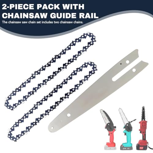 Image of HASTHIP 2Pcs Chainsaw Saw Chain 6 inches Chainsaw Saw Chain with Guide Rail Universal for Wood Cutting,Tree Pruning