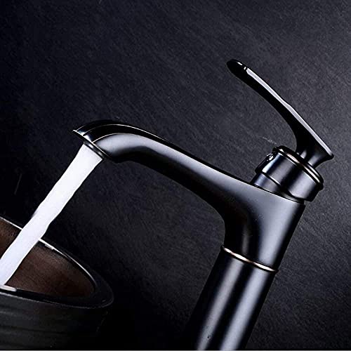 Robinet d'évier de cuisine mitigeur laiton noir poignée unique eau chaude et froide basinxer - 4