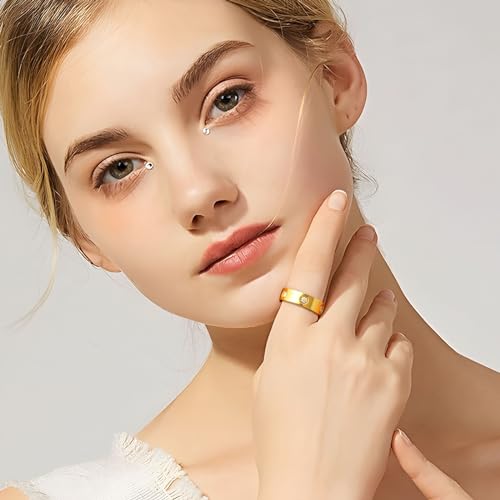 Love Friendship Gold Rings for Women:Wedding Band 18k Gold Ring Cubic Zirconia Stainless Steel Promise Ring Jewelry Birthday Gifts for Women,Size 6-102