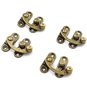 Antique Left Hook Hasp Latch Retro Swing Horn Lock Clasp with Mounting Screws, Zinc Alloy - 4PCS 1.14