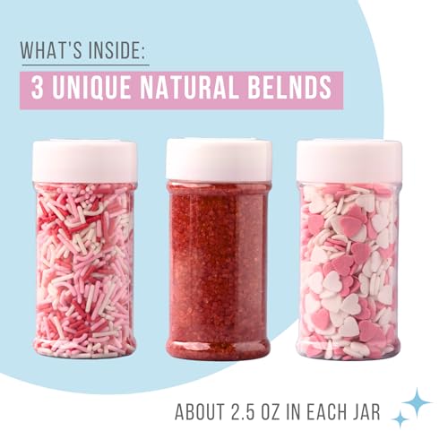 Image of Sweets Indeed Sprinkles, 4 Pack, Edible Sprinkle Mix, Perfect for Cake Decorations, Baking, Ice Cream, Cookies, Cupcake Topper (Dye Free Sweetheart)