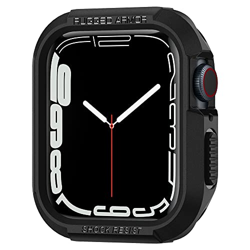 Spigen Rugged Armor ケース Apple Watch Series 8 7 45mm および Series 6 5 SE 4 44mm に対応 - ブラック